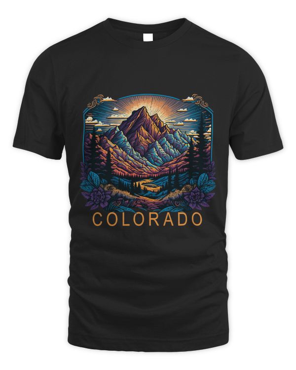 Retro Style Colorado Vintage Rocky Mountains Sunset