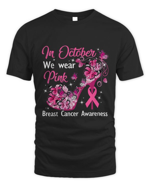 BC In October We Wear Pink Butterflies Breast Cancer Awareness 2 Cancer