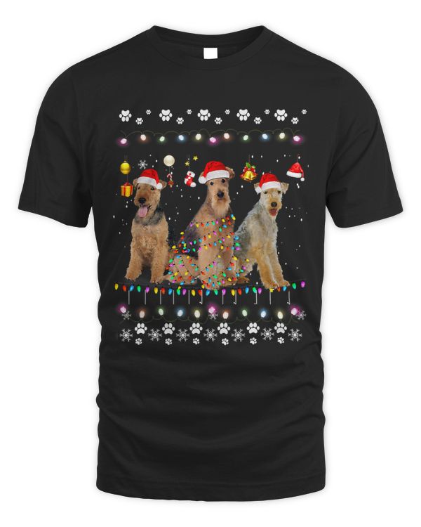 Xmas Lighting Matching Ugly Airedale Terrier Dog Christmas 66
