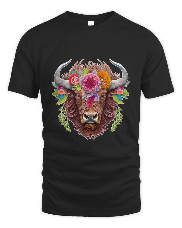 Wild Animal Buffalo Head Flower Crown Horns Paper Quilling