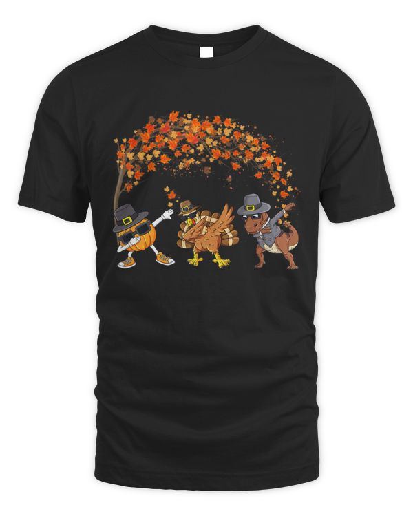 Dabbing Turkey T Rex Pumpkin Thanksgiving Boys Kid Funny