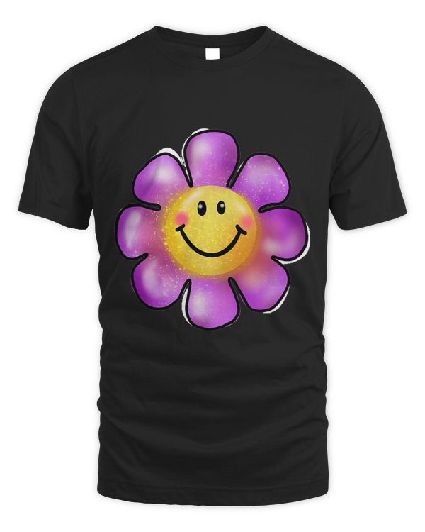 Cute Smiling Hippy Flowers Sublimation style electric purple