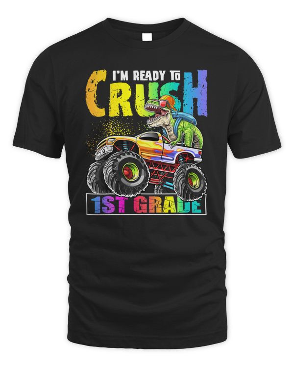 Crush 1st Grade Dinosaur Monster Truck Back to School Boys
