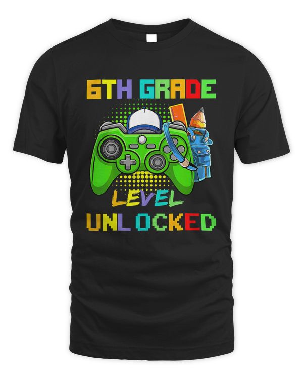 6th Grade Level Unlocked Video Game Back To School Boys T-Shirt