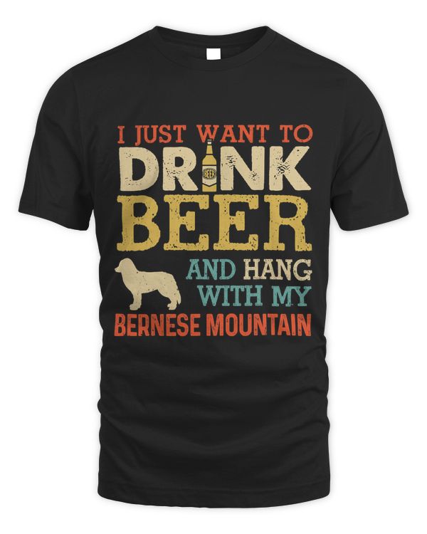 Bernese Mountain Dad Drink Beer Hang With Dog Funny Vintage T-Shirt