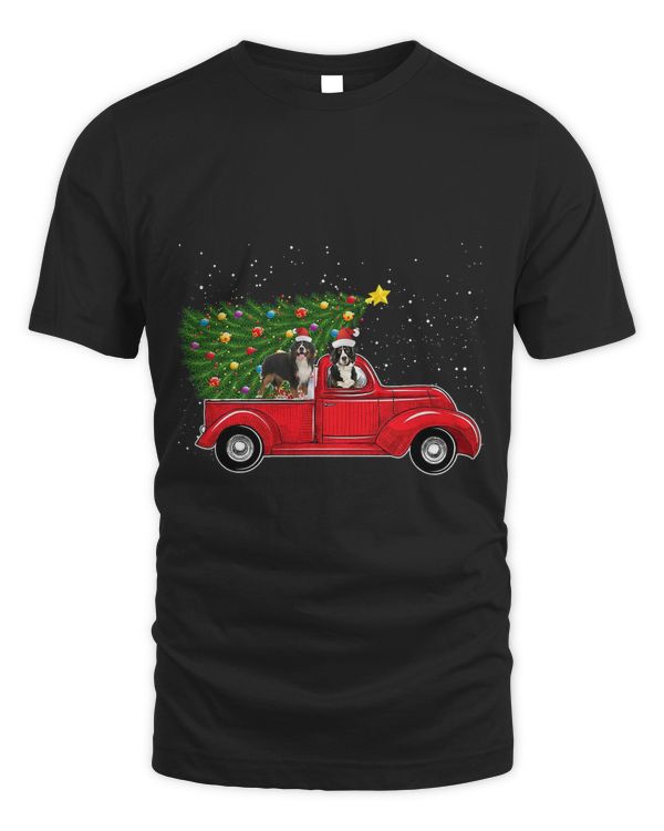 Bernese Mountain Dog Christmas On Red Car Truck Xmas Tree T-Shirt