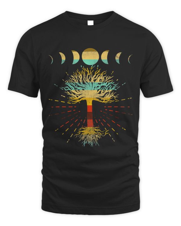 Phases Of The Moon Retro Tree Meditate Yoga Spirit Nature