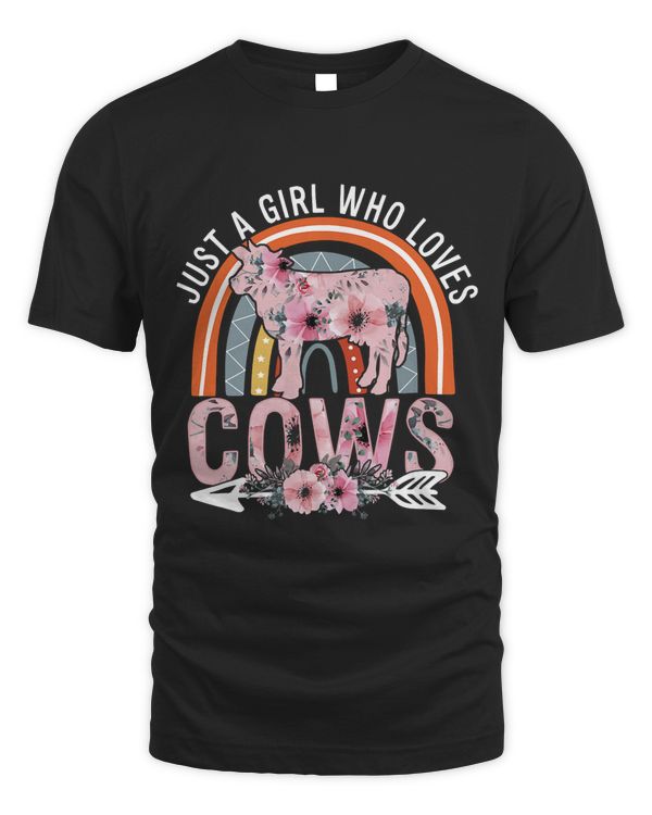 Just Girl Who Loves Cows Boho Rainbow For Cow Lover