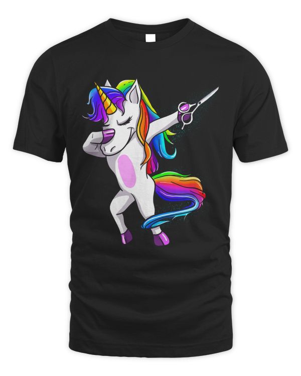 Funny hairstylist unicorn dabbing