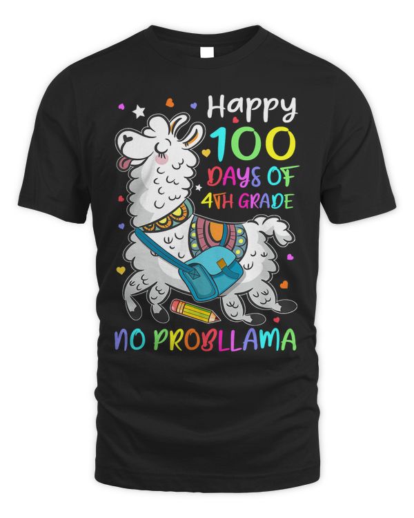 100 Days Of School Llama 4th Grade Students Teachers Kids 104