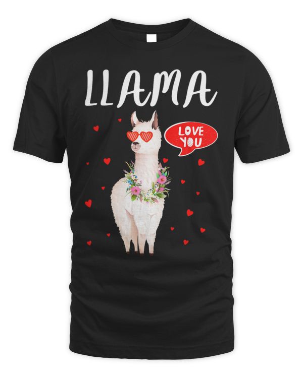 Llama Pet Love You Alpaca With Hearts Valentines Day Girls Women
