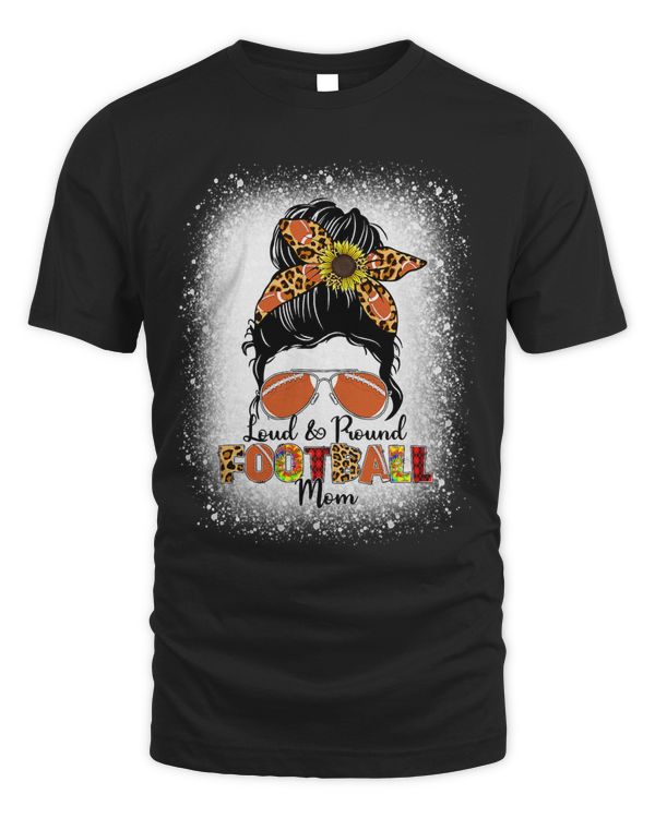 Loud & Proud Football Mom Messy Bun Leopard Mothers Day