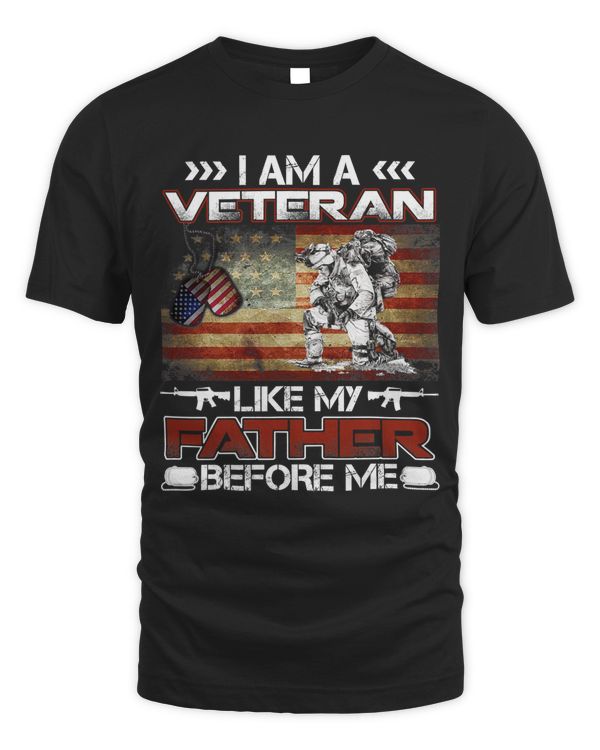 I Am A Veteran Like My Father Before Me Flag Usa Funny 288