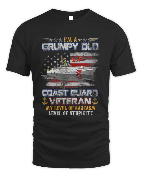 Im A Grumpy Old Coast Guard Veteran Flag Vintage Patriotic 186