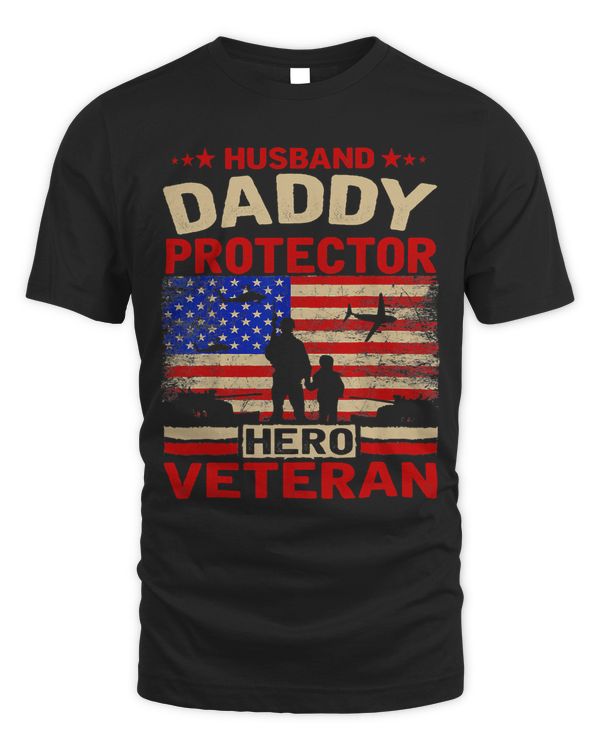 husband daddy protector hero veteran usa flag fathers day 282