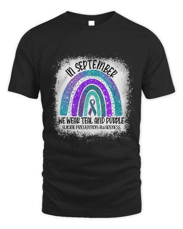 In September We Wear Teal Purple Rainbow Suicide Prevention