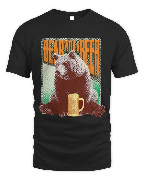 Retro Bear With A Beer Vintage Alcoholic Drunk 311