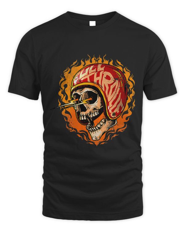 Flaming Skull Vintage Motorcycle Rider Motorbike Racer Biker 672