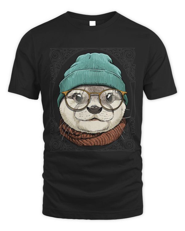 Hipster Otter With Glasses Wildlife Aquatic Animal Lover 576