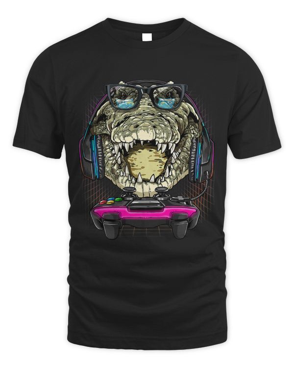 Gaming Crocodile Video Gamer Player Animal Lover 128