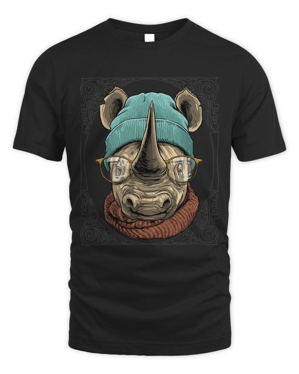 Hipster Rhinoceros With Glasses Wildlife Safari Animal Lover 551