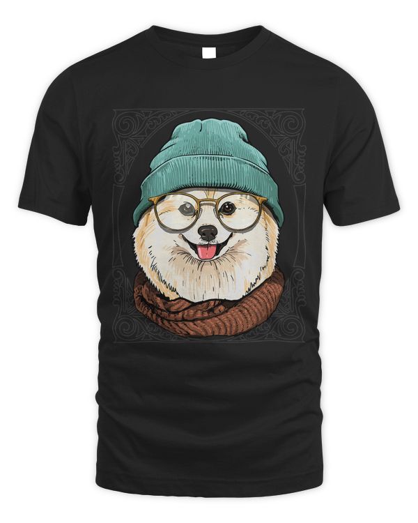 Hipster Pomeranian With Glasses Dog Lover 563