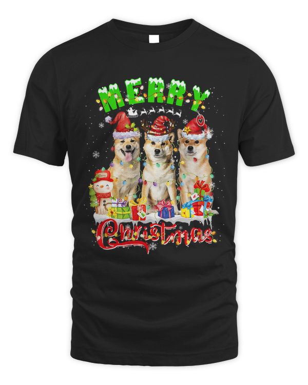 Merry Christmas Shiba Inu Hat Santa Christmas Lights Outfit519
