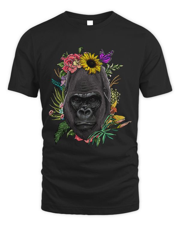 Floral Gorilla Spring Nature Lovers Gift Women Men 445