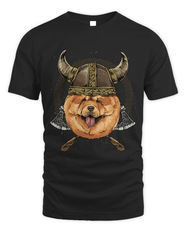 Viking Chow Chow Dog with Viking Helmet Mjolnir Axes 250