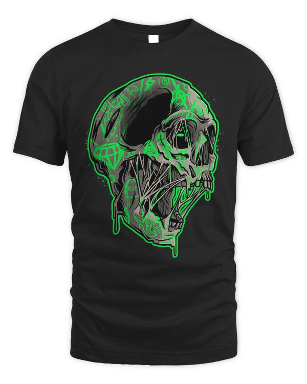 Toxic Skull Tattooed Melting Skull Head Grunge Gothic 614