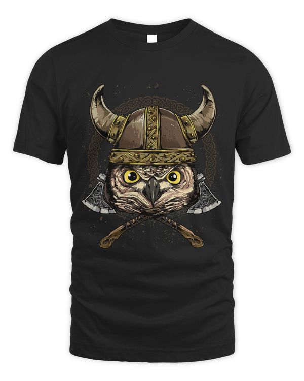 Viking Owl with Viking Helmet Mjolnir Axes 93
