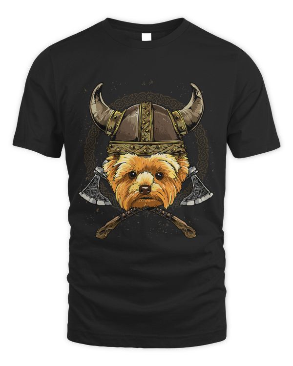 Viking Yorkshire Terrier Dog with Viking Helmet Mjolnir Axes 104