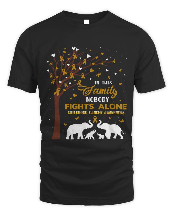 In This Family Nobody Fights Alone Childhood Cancer Ribbon 152
