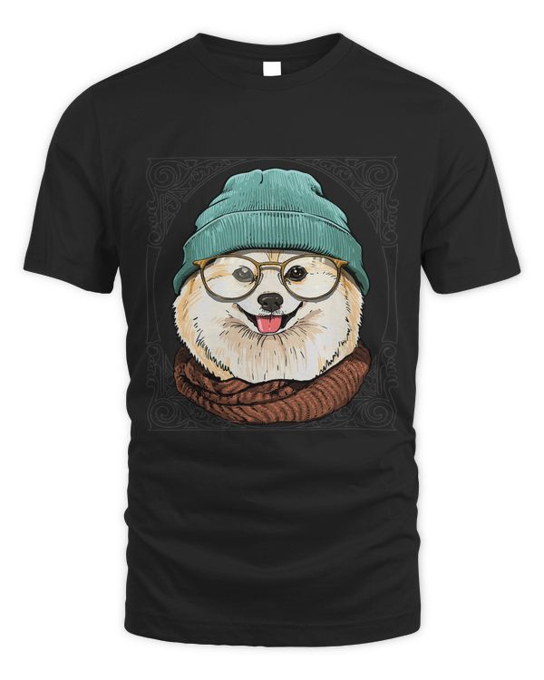Hipster Pomeranian With Glasses Dog Lover 563