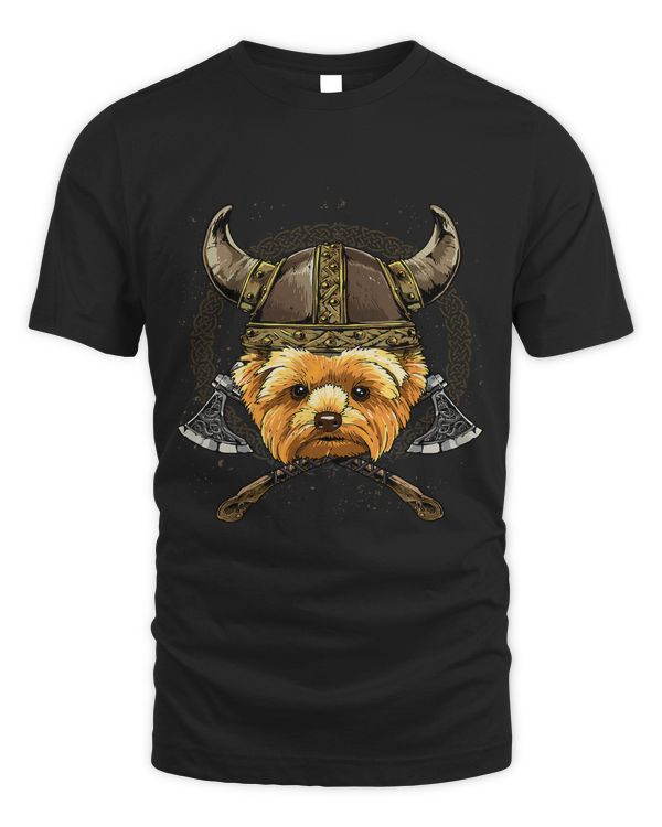 Viking Yorkshire Terrier Dog with Viking Helmet Mjolnir Axes 104