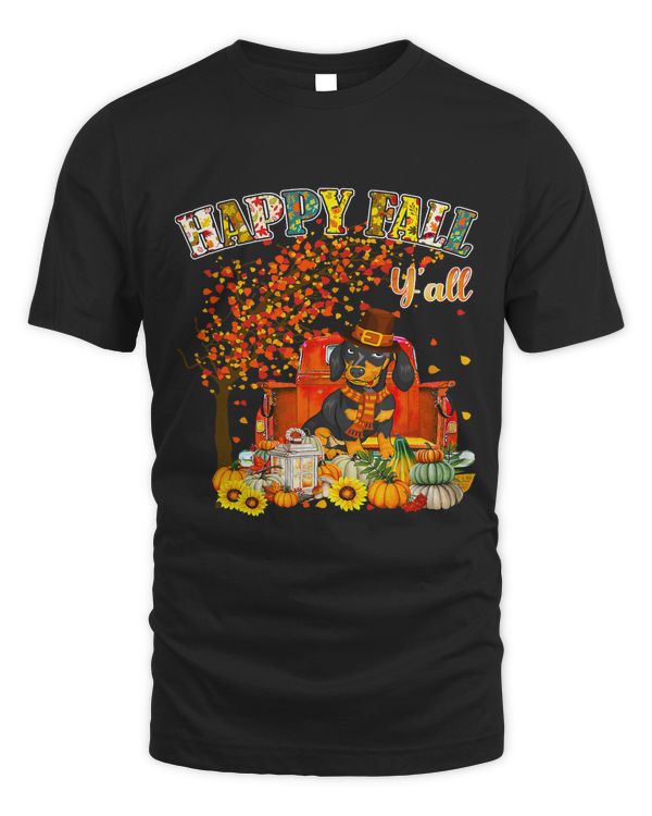 Dachshund Dog Autumn Fall Pumpkin Truck Mappe Thanksgiving397