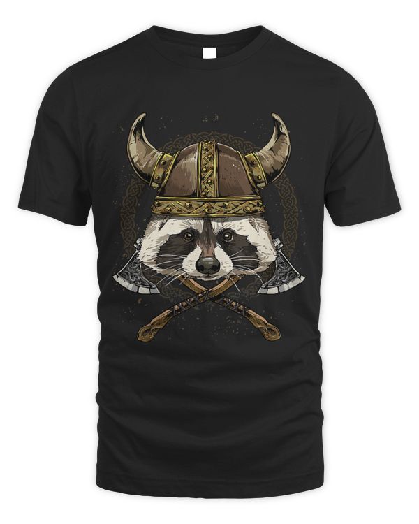 Viking Raccoon with Viking Helmet Mjolnir Axes 106