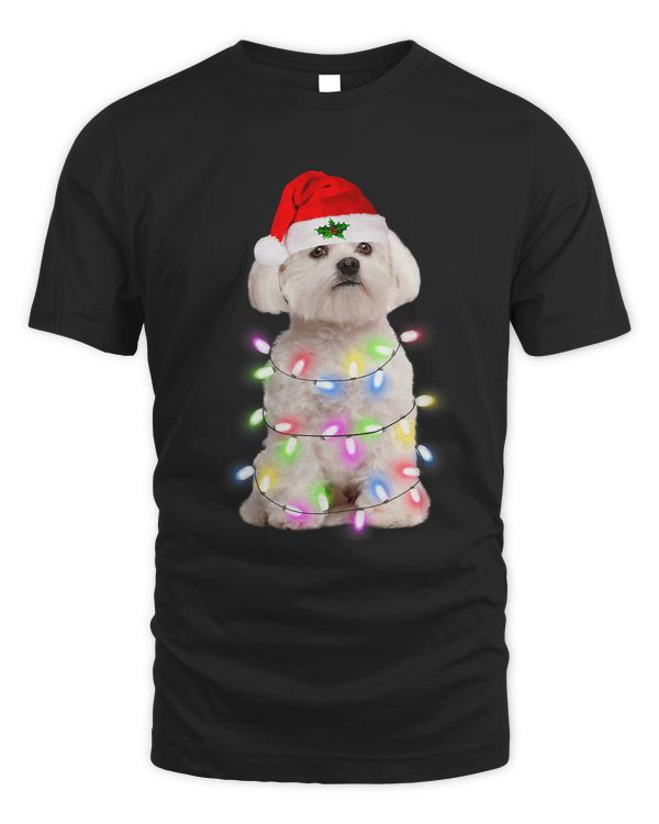 Maltese dog Santa Christmas Tree Lights Xmas Boys Dog98