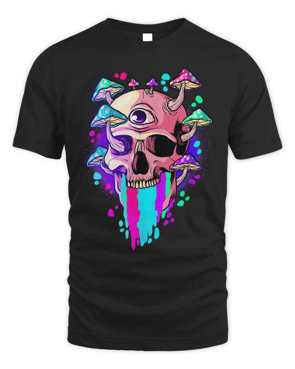 Psychedelic Trippy Mushroom Skull Mycologist Mushroom Lover 676