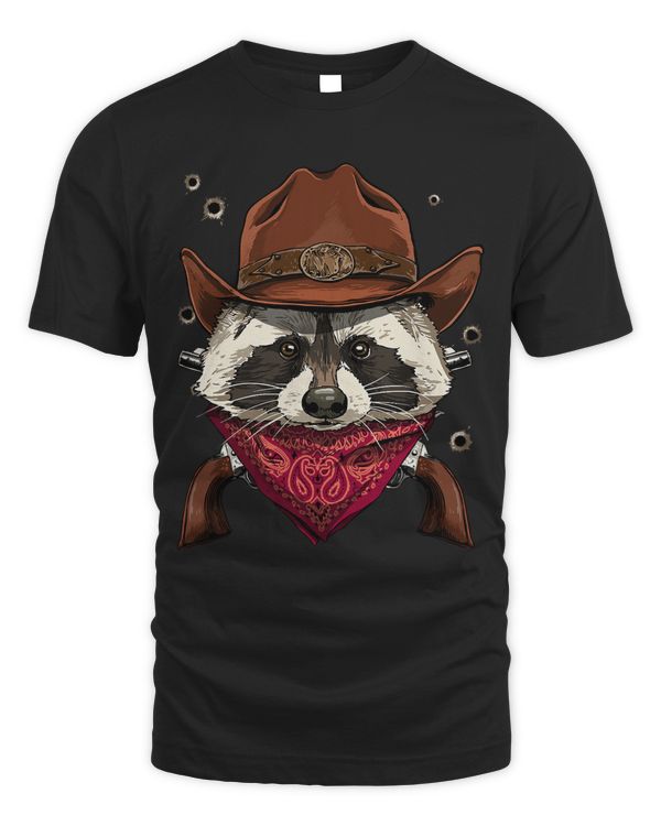 Cowboy Raccoon Western Rodeo Cowboy Hat and Bandana 131