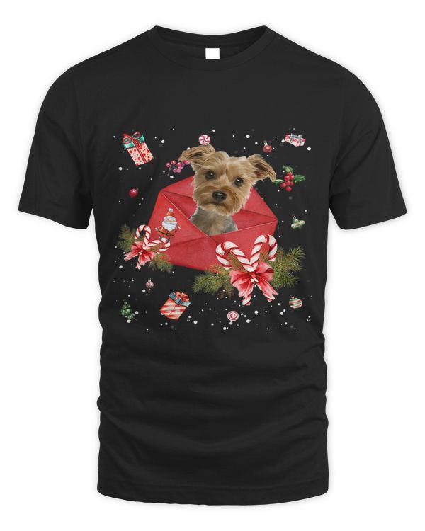 Yorkie Dog In Christmas Card Ornament Pajama Xmas397