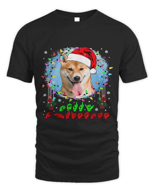 Merry Christmas Hands Sign Language Santa Shiba Inu Lover132
