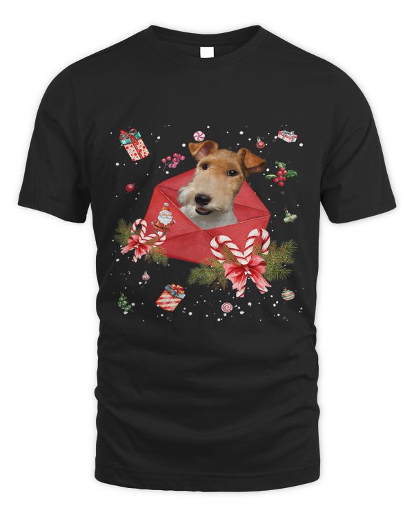 Wire Fox Terrier In Christmas Card Ornament Pajama Xmas395