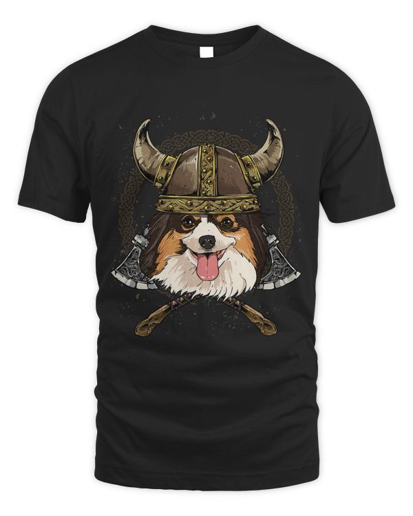 Viking Papillon Dog with Viking Helmet Mjolnir Axes 112