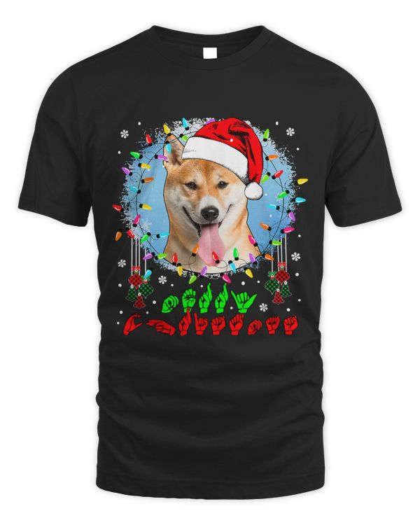Merry Christmas Hands Sign Language Santa Shiba Inu Lover132