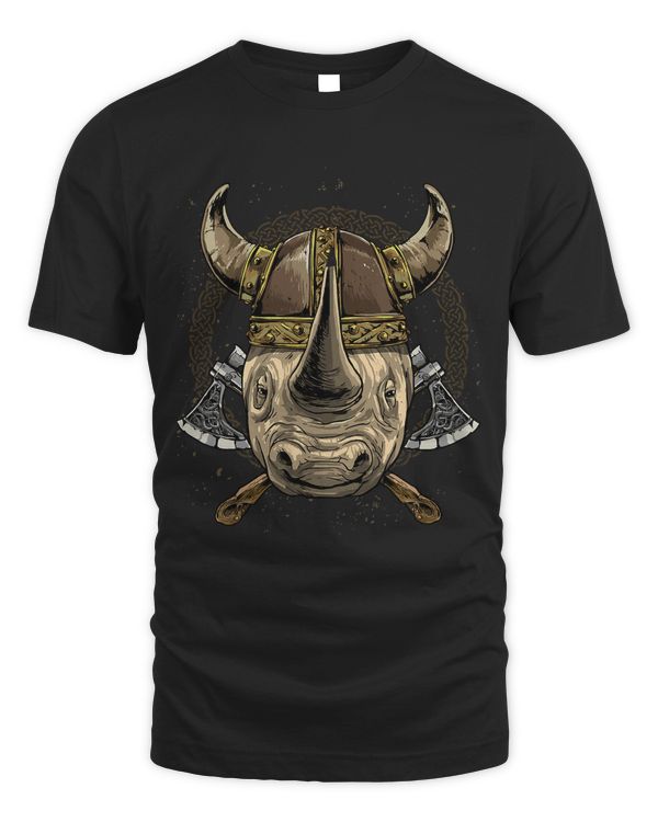 Viking Rhinoceros with Viking Helmet Mjolnir Axes 120