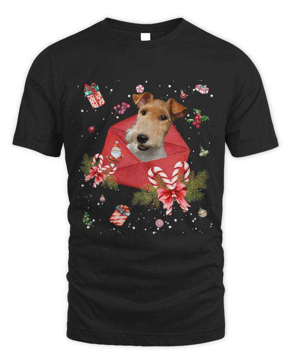 Wire Fox Terrier In Christmas Card Ornament Pajama Xmas395