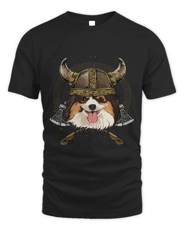 Viking Papillon Dog with Viking Helmet Mjolnir Axes 112