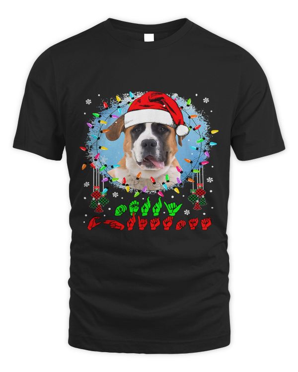 Merry Christmas Hands Sign Language Santa St. Bernard Lover121