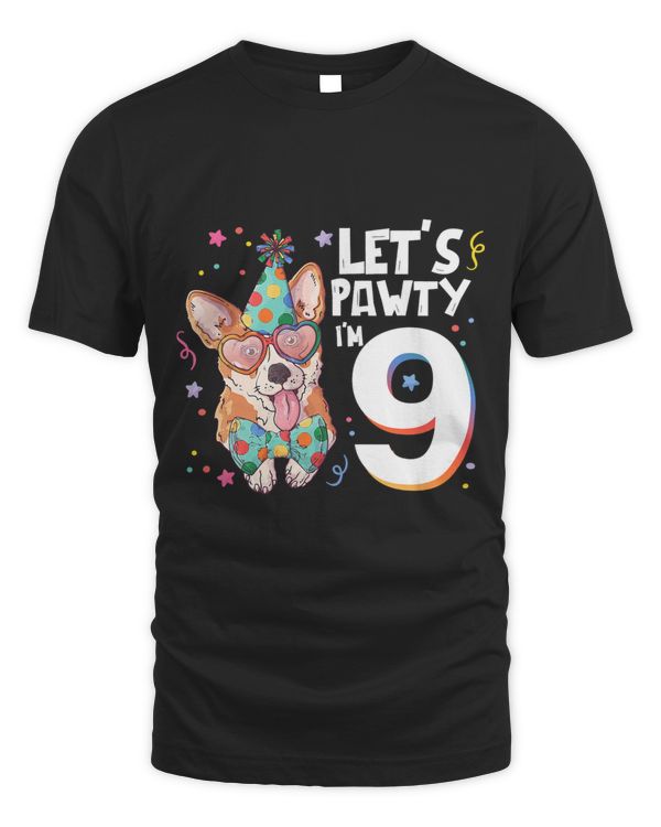 9 Years Old Corgi Dog Pet Lover 9th Birthday Party Celebrate